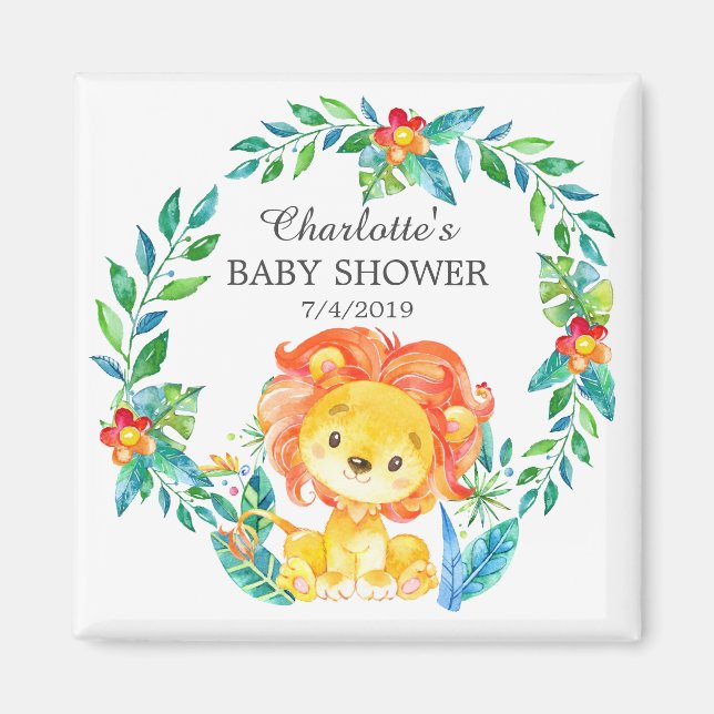 Aimant Jungle Lion Baby shower Favoriser l'aimant (Devant)