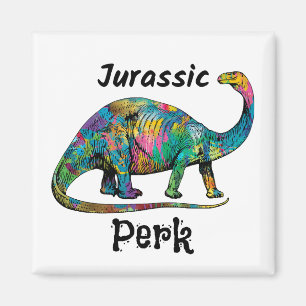 Aimant Jurassic Perk Dinosaure Coloré Blanc