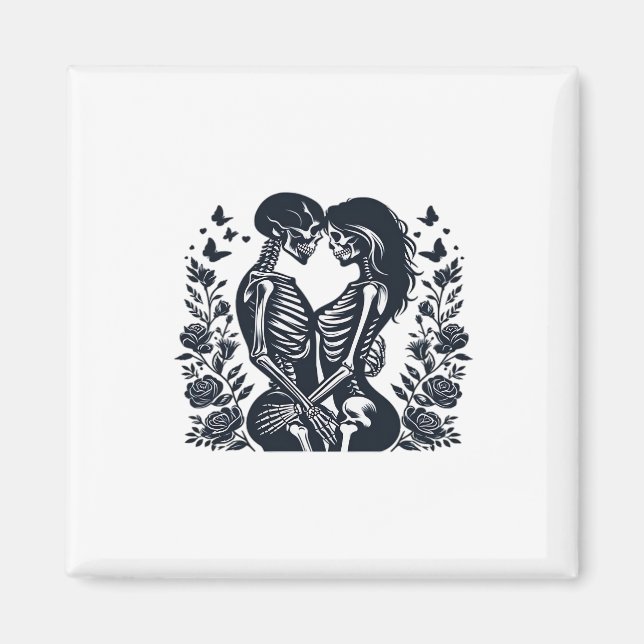 Aimant Jusqu'à la mort nous - Skeleton Couple Design Goth (Devant)