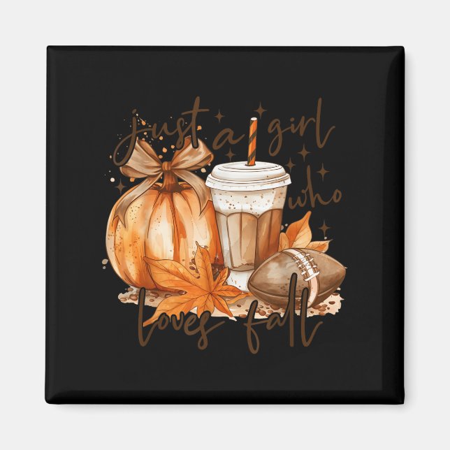 Aimant Just A Girl Who Loves Fall Pumpkin Cozy Autumn Fal (Devant)