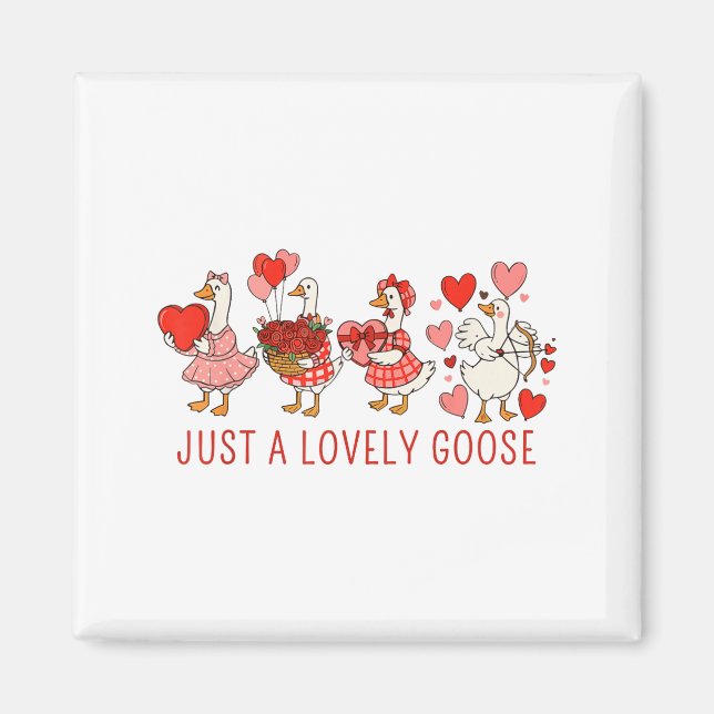 Aimant Just A Lovely Goose Valentines Day Cute Heart Goos (Devant)