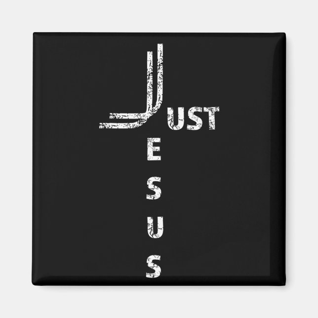 Aimant Just Jesus Minimal Cross Back Design For Christian (Devant)