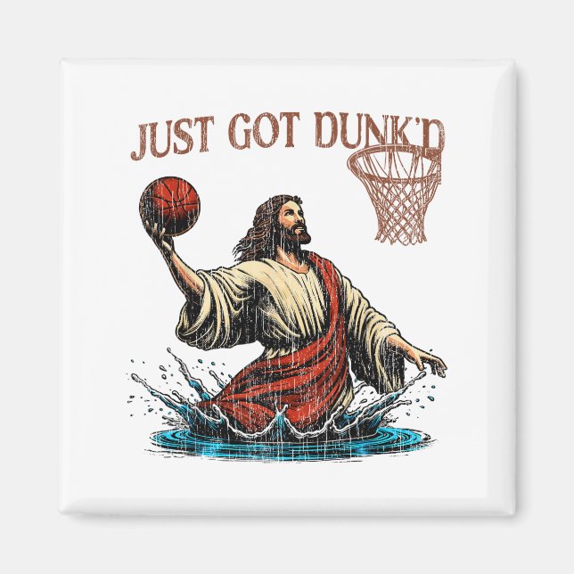 Aimant Juste été dunké Funny Baptême Jésus Christian Bask (Devant)