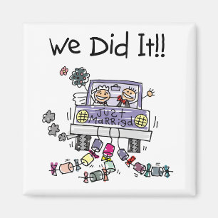 Aimant Juste marié épousant la voiture