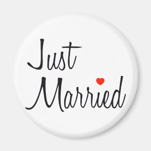 Aimant Juste marié (manuscrit avec le coeur rouge)