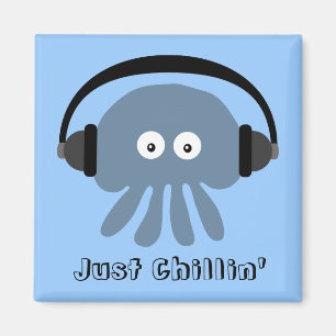 Aimant Juste méduses bleues de Chillin avec des écouteu