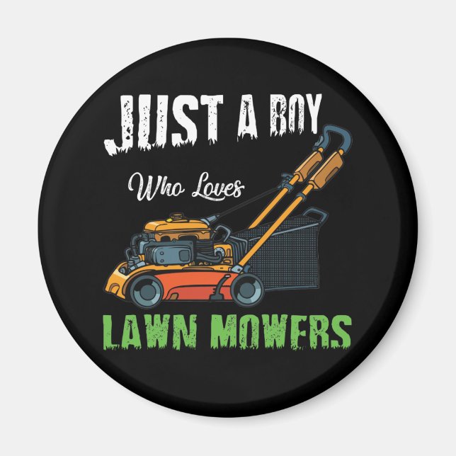 Aimant Juste Un Garçon Qui Aime La Pelouse Mowing Lawn Mo (Devant)