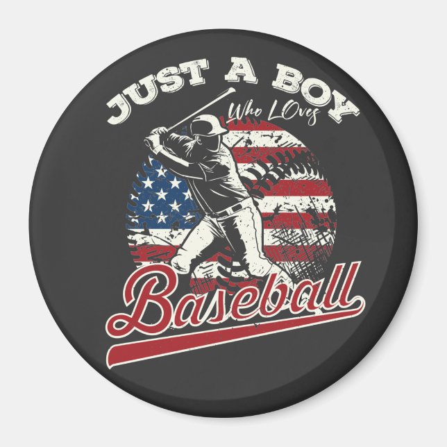 Aimant Juste un garçon qui aime le baseball Circle (Devant)