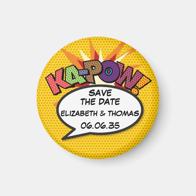 Aimant KA-POW Enregistrer la date Fun Retro Comic Book Po (Devant)