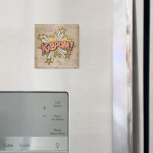 Aimant KABOOM ! Livre de bande dessinée vintage Steampunk