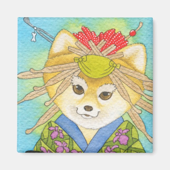 Aimant Kabuki Shiba Inu (Devant)