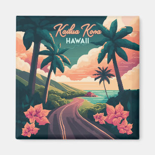 Aimant Kailua Kona Hawaii Big Island Sunset Retro