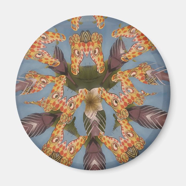 Aimant Kaleidoscope Giraffe Mandala : Safari Art Abstrait (Devant)