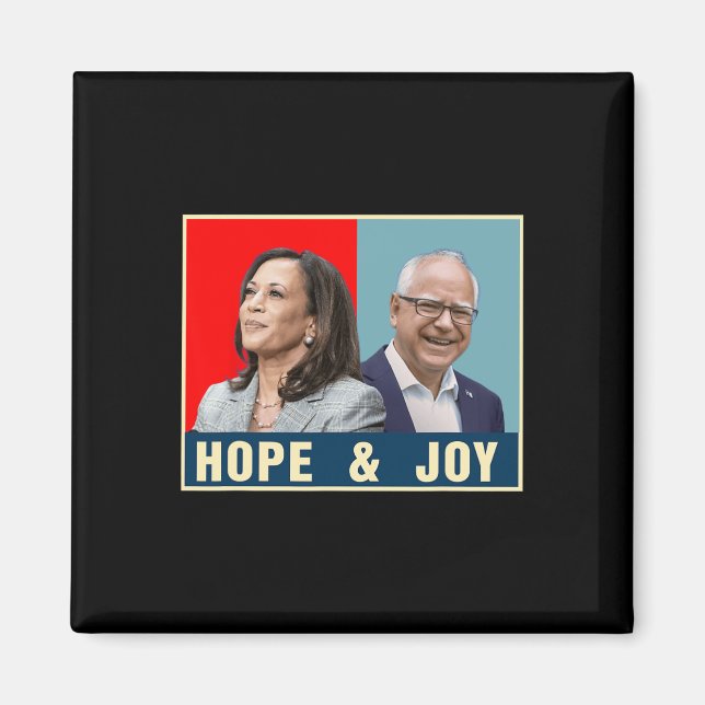 Aimant Kamala Harris Tim Walz 2024 Espoir Et Joie (Devant)