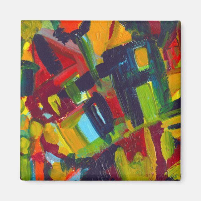 Aimant Kandinsky '304' Peinture Abstraite colorée (Devant)