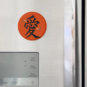 Aimant Kanji pour l'amour avec deux papillons