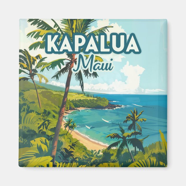 Aimant Kapalua Maui Hawaii Bay Beach Vacances Rétro (Devant)