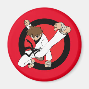 Aimant Karaté de ceinture noire/garçon brune de Ninja
