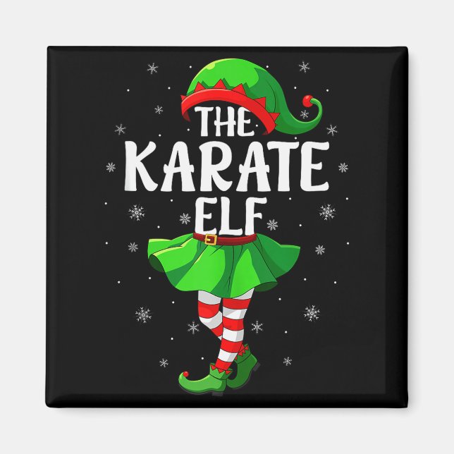 Aimant Karate Elf Christmas Girls Women Elf Squad Xmas Fa (Devant)