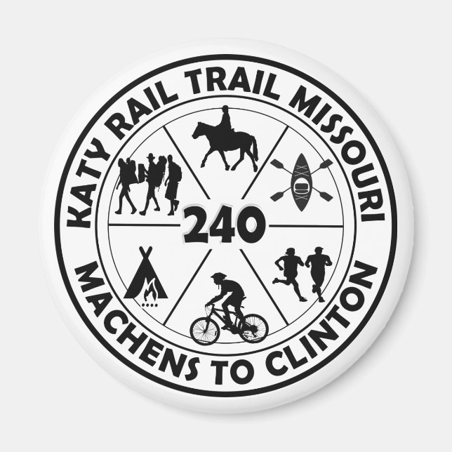 Aimant Katy Rail Trail Missouri 240 Miles. (Devant)