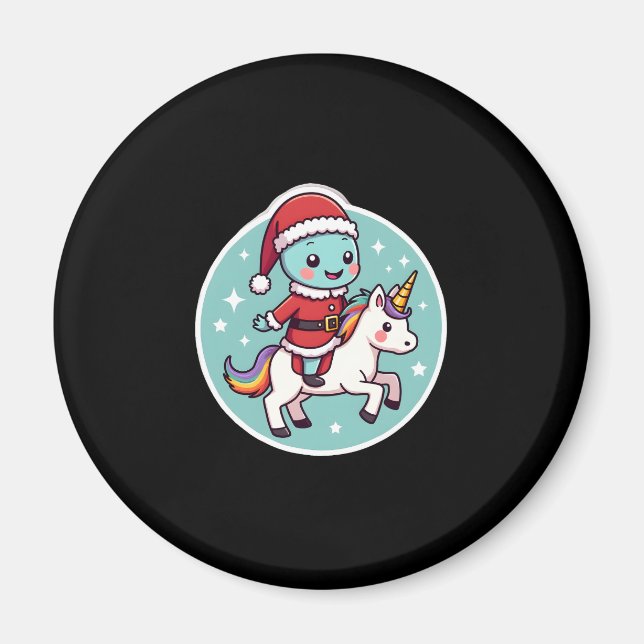 Aimant Kawaii Axolotl Unicorn Xmas Santa Merry Christmas  (Devant)
