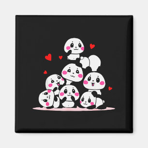 Aimant Kawaii Bébé Panda Mignon avec des Cœurs Rouges Sai
