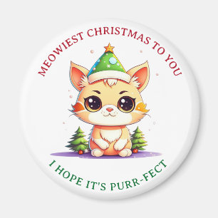 Aimant Kawaii Christmas Kitten Pun chat de vacances