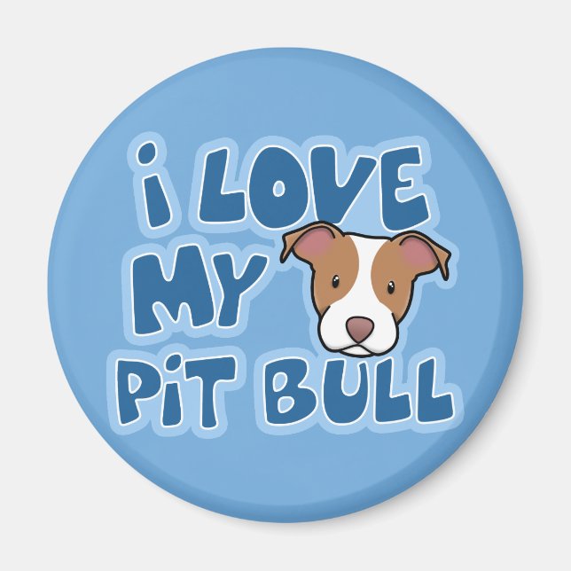 Aimant Kawaii I Love My Pit Bull (Devant)