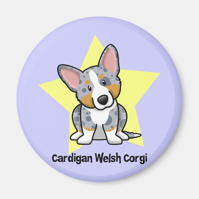 Aimant Kawaii Star Merle Cardigan Welsh Corgi (Devant)