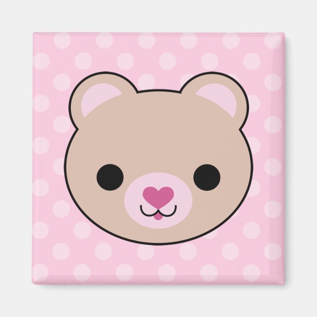 Aimant Kawaii Teddy Bear rose Pois (Devant)