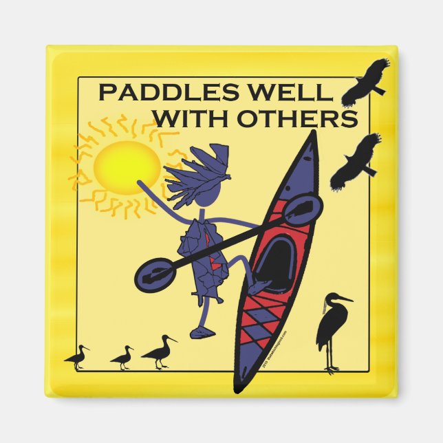 Aimant Kayak Paddles bien sur Jaune (Devant)