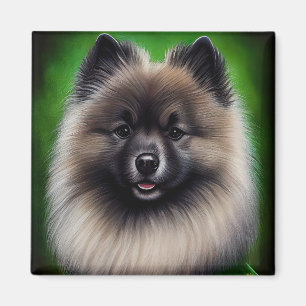 Aimant Keeshond Dog en tenue de jour St. Patrick