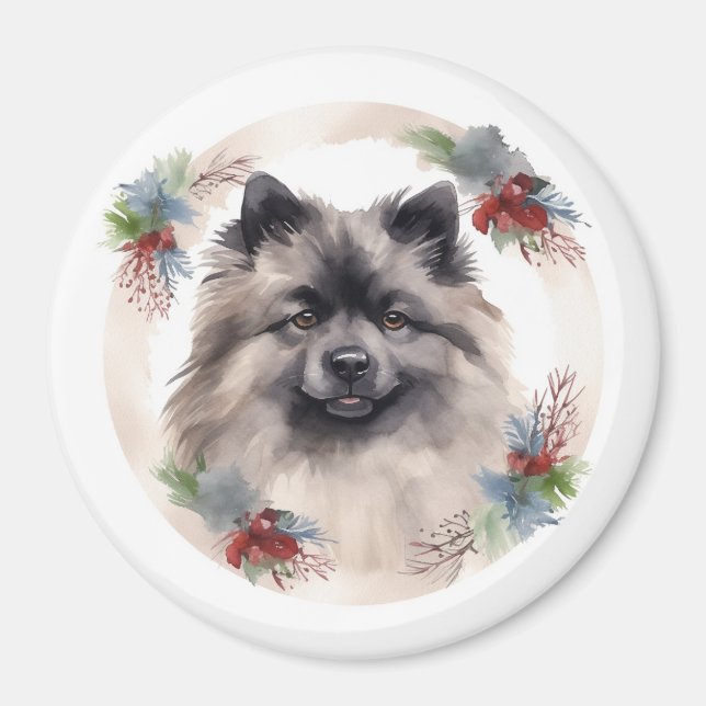 Aimant Keeshony Christmas Wreath Festive Pup (Devant)