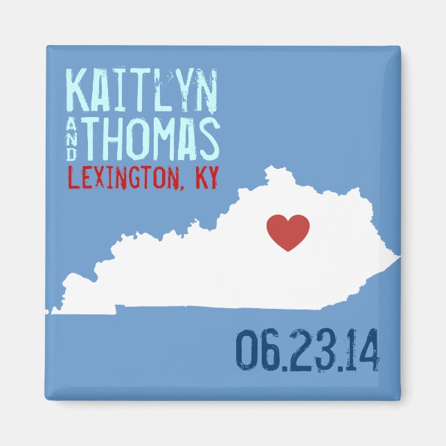 Aimant Kentucky Enregistrer la date - Ville personnalisab (Devant)