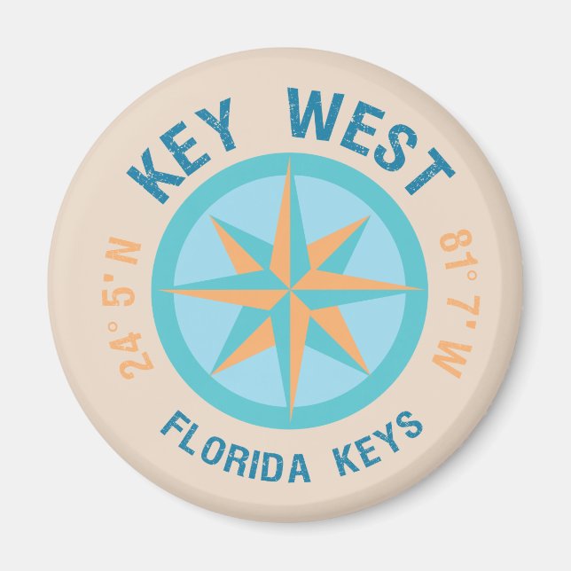 Aimant Key West Florida Icône nautique Latitude Longitude (Devant)
