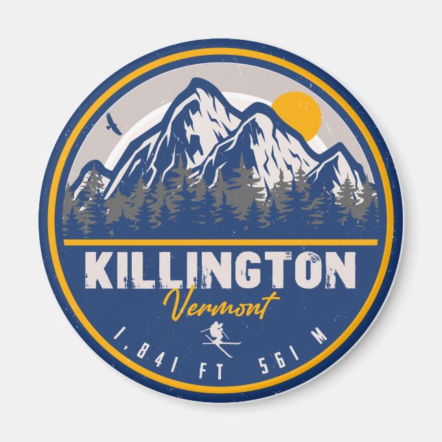 Aimant Killington Vermont Retro Sunset Ski Souvenirs (Devant)
