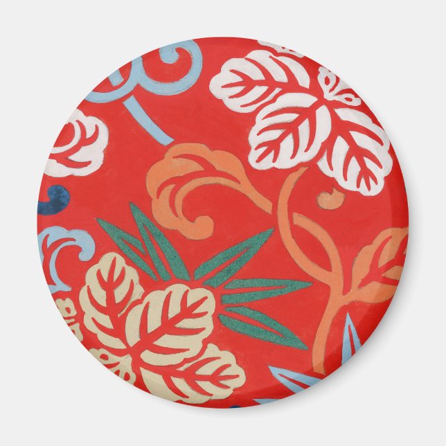 Aimant Kimono japonais kimono rouge design floral (Devant)