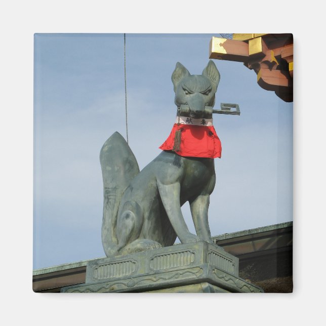 Aimant Kitsune キ ツ ネ (Fox) avec clé dans la bouche (Devant)
