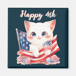 Aimant Kitten patriotique 4 juillet Happy 4th Custom