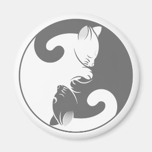 Aimant Kitty Cat Yin Yang   Gris