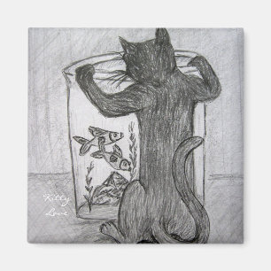 Aimant Kitty Love Goldfish Personnalisé ArtRéfrigérateur