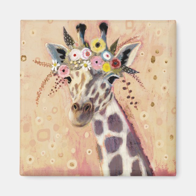 Aimant Klimt Giraffe | Orné De Fleurs (Devant)