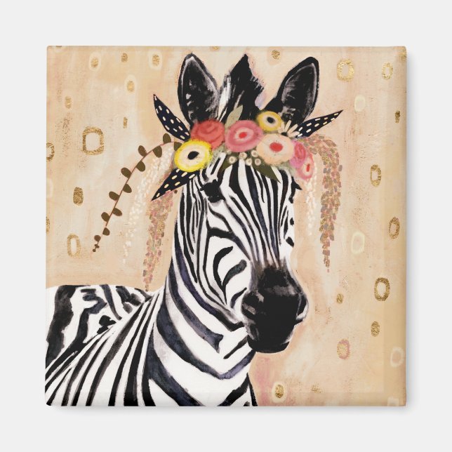 Aimant Klimt Zebra | Couronne De Fleurs (Devant)