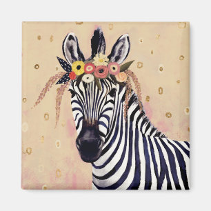 Aimant Klimt Zebra   Orné De Fleurs