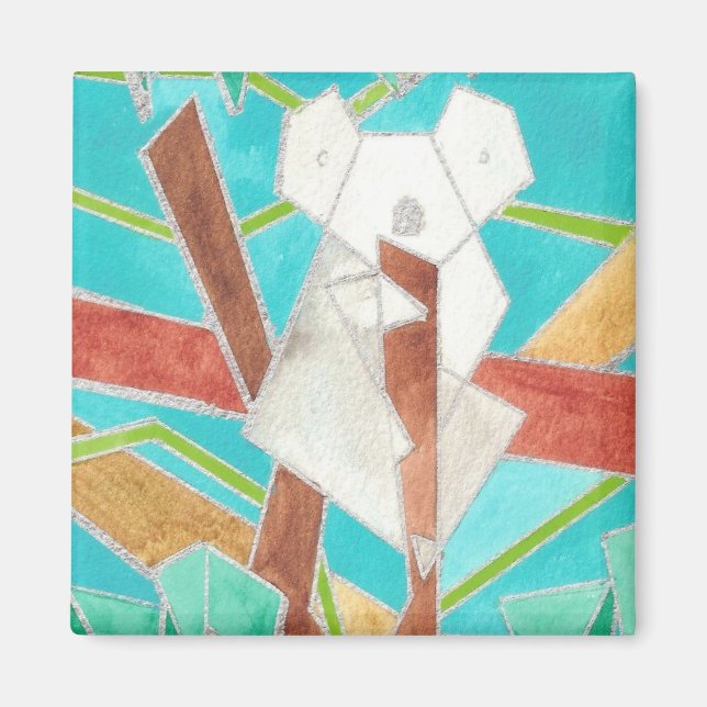 Aimant Koala in Tree Art Abstrait original (Devant)