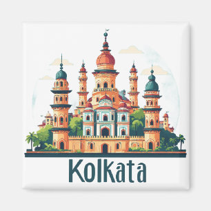 Aimant Kolkata Inde Culture Cadeau pour les voyageurs 🗺️