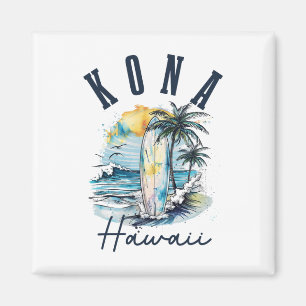 Aimant Kona Hawaï Hawaïen Surf Vintage Surfeur Surfeur _1