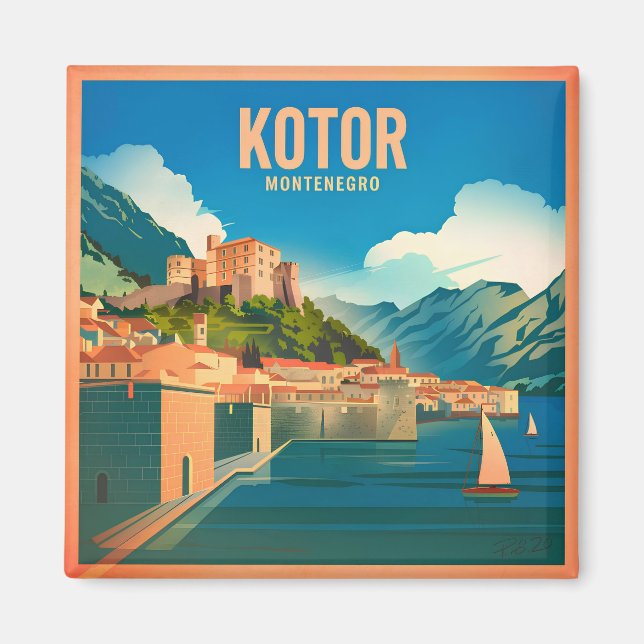 Aimant Kotor Monténégro vintage (Devant)