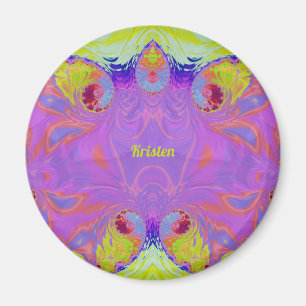 Aimant KRISTEN ~ Rose Orange Jaune Bleu Fractal ~