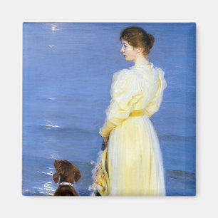 Aimant Kroyer - La femme et le chien de l'artiste sur le